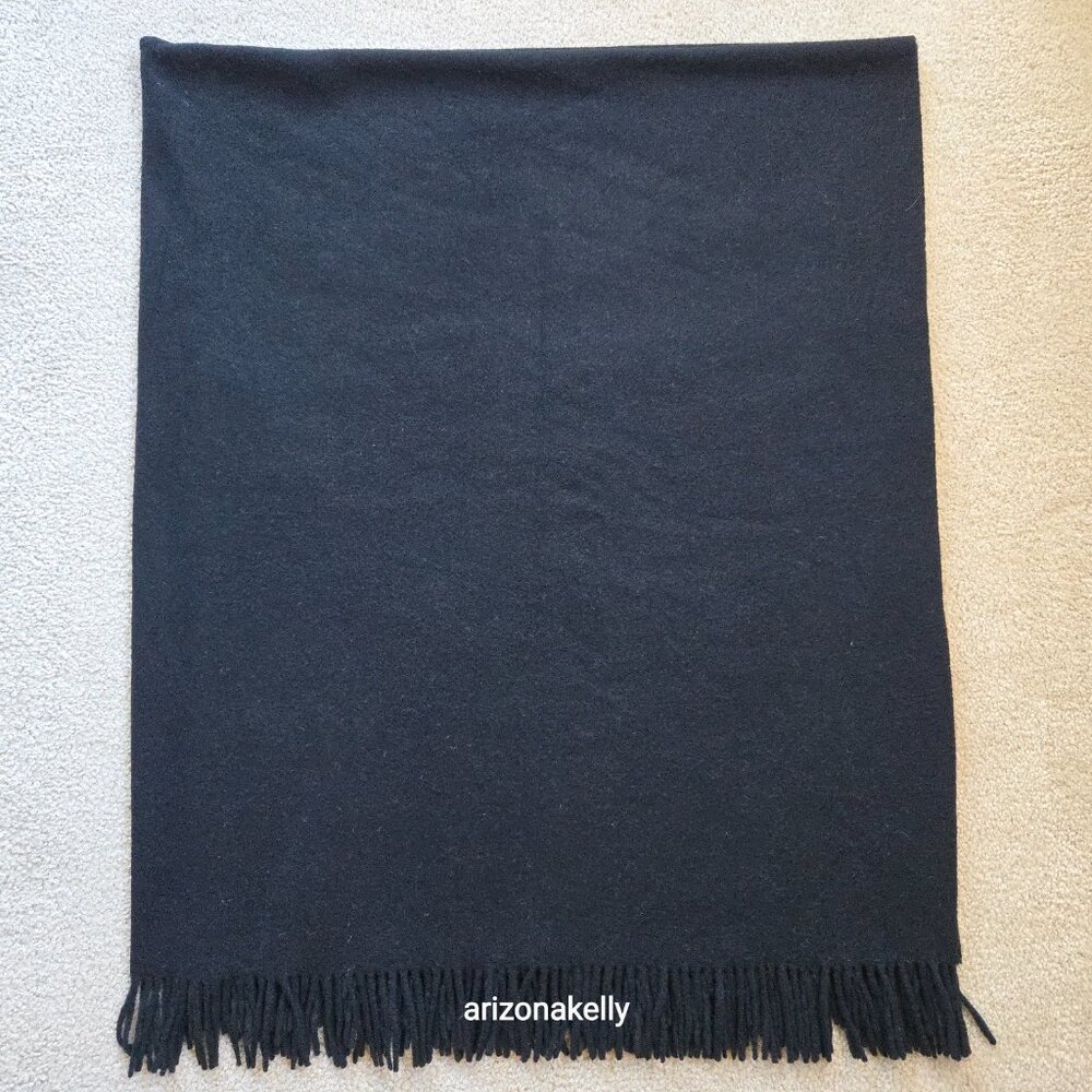 Oversized THICK Wool Wrap Flawless Black Fringe Men's Tall Plus - Picture 11 of 15